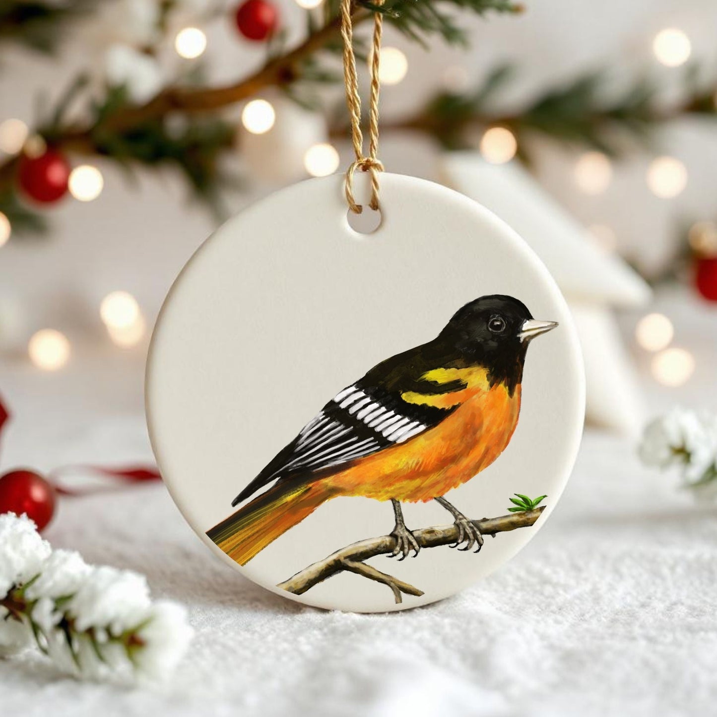 Baltimore Oriole Ceramic Ornament - MerikaArt