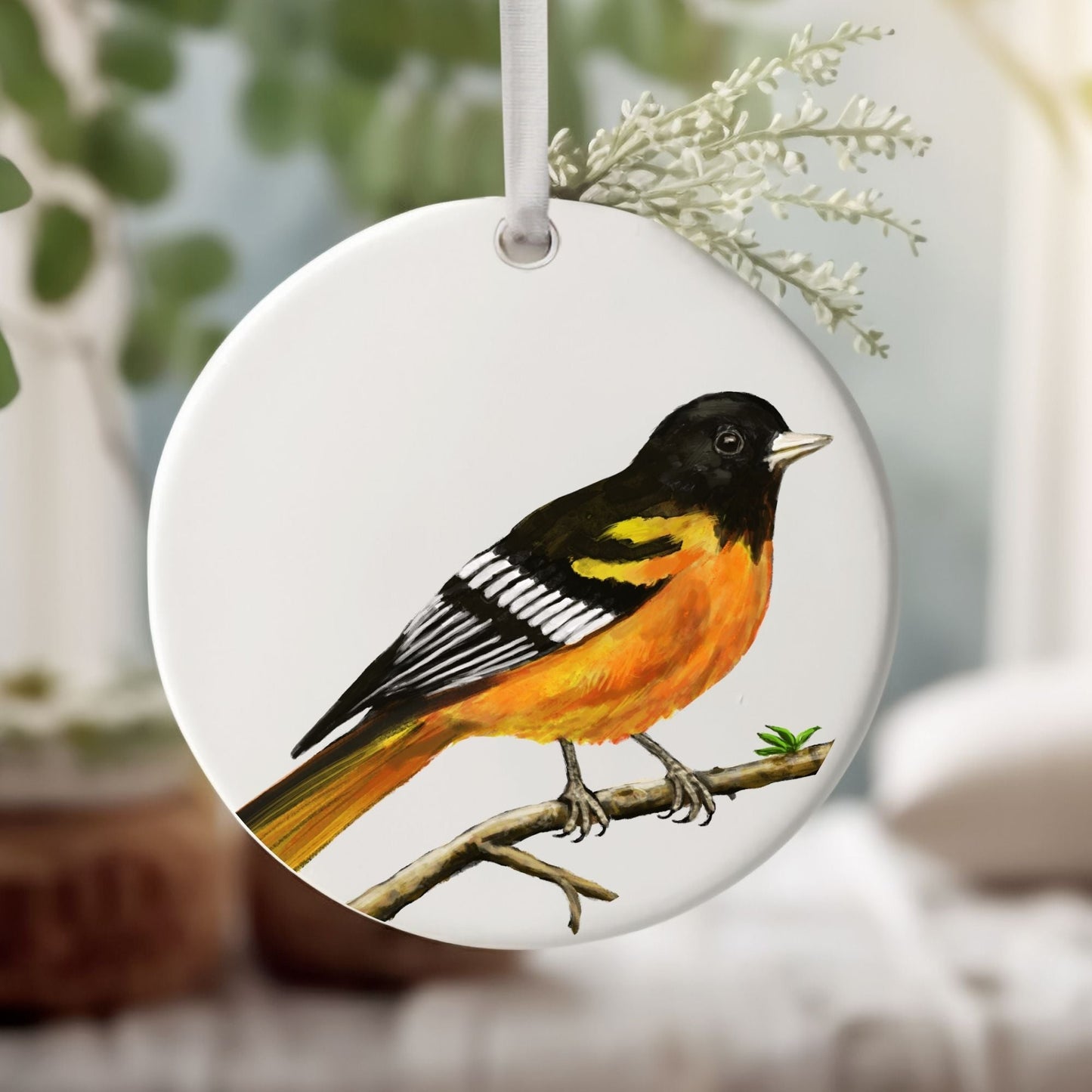 Baltimore Oriole Ceramic Ornament - MerikaArt