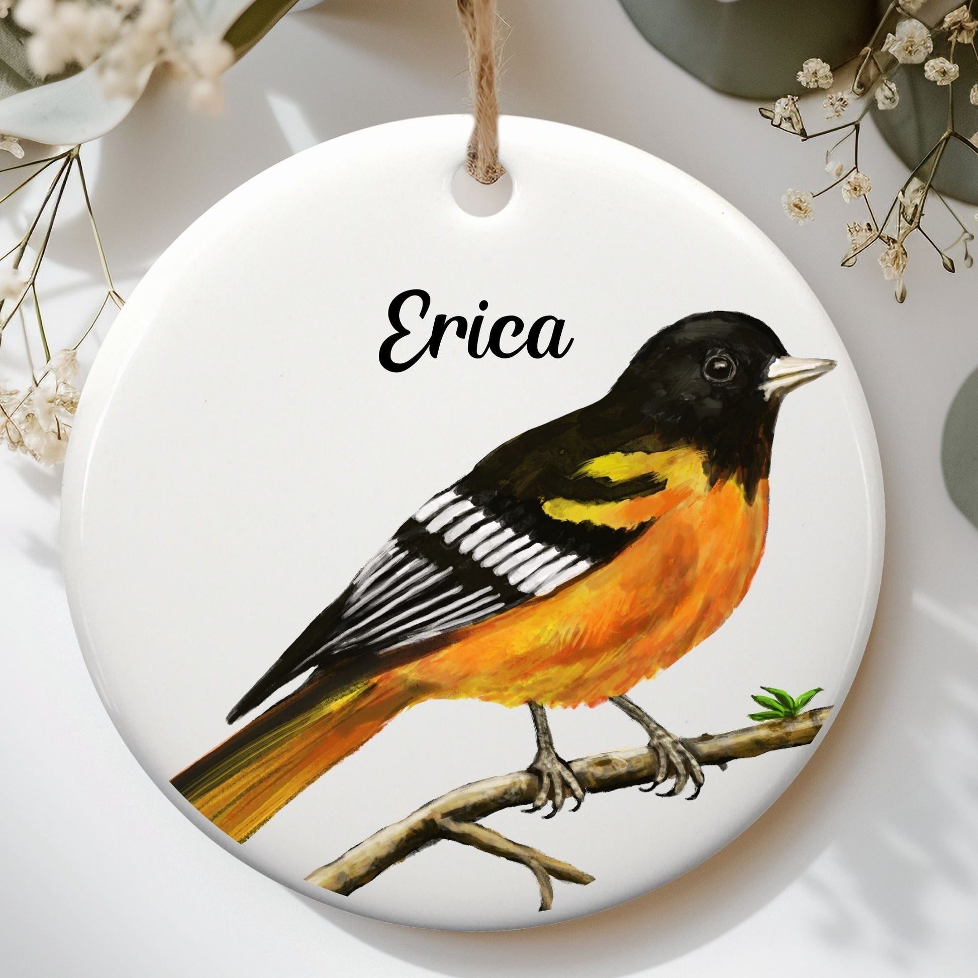 Baltimore Oriole Ceramic Ornament - MerikaArt