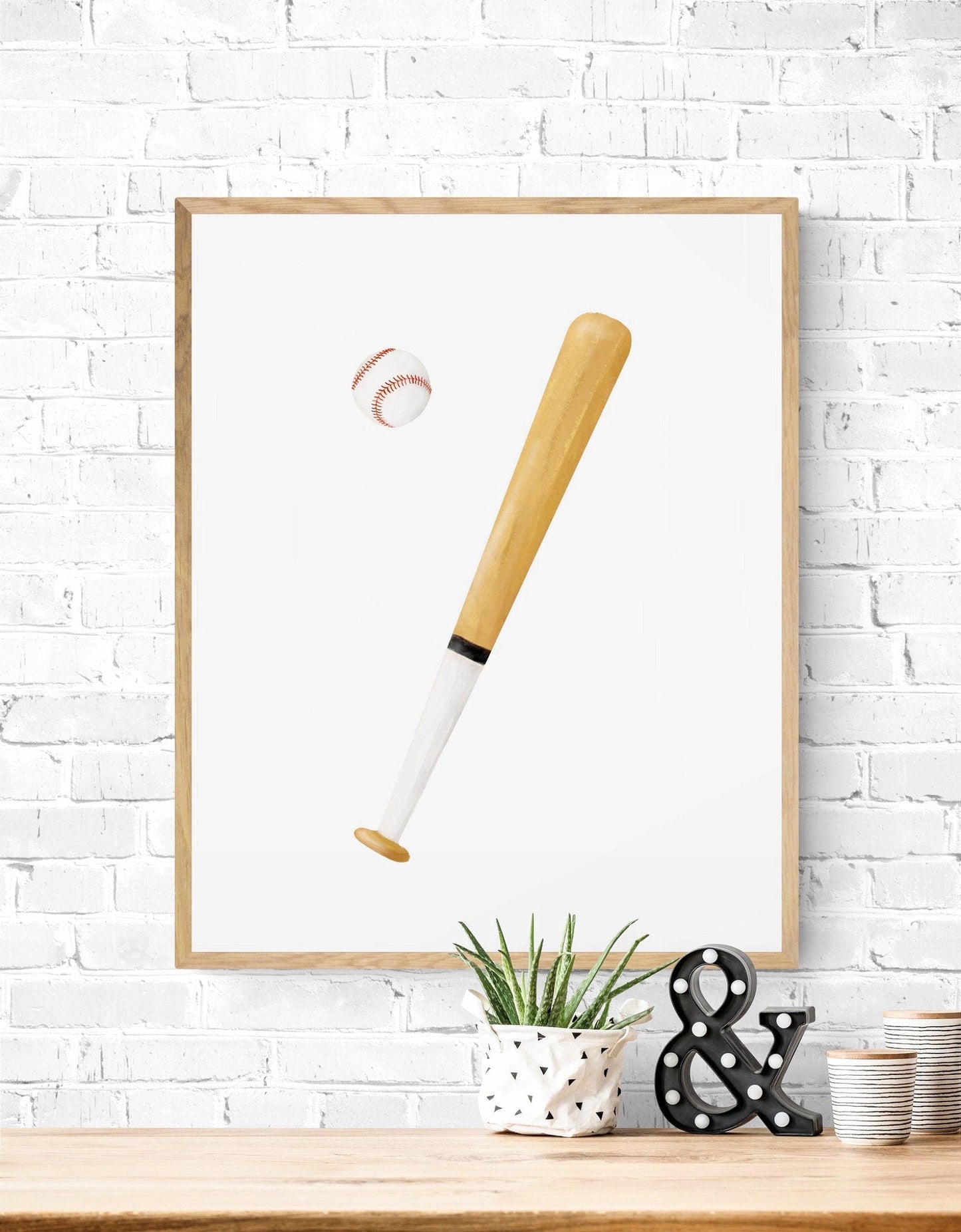 Baseball Bat and Ball Print, Sport Painting, Boys Room Wall Art, Girls Room Print, Kids Gift, Kids Art, Nursery Decor, Sports Lover Drawing - MerikaArt