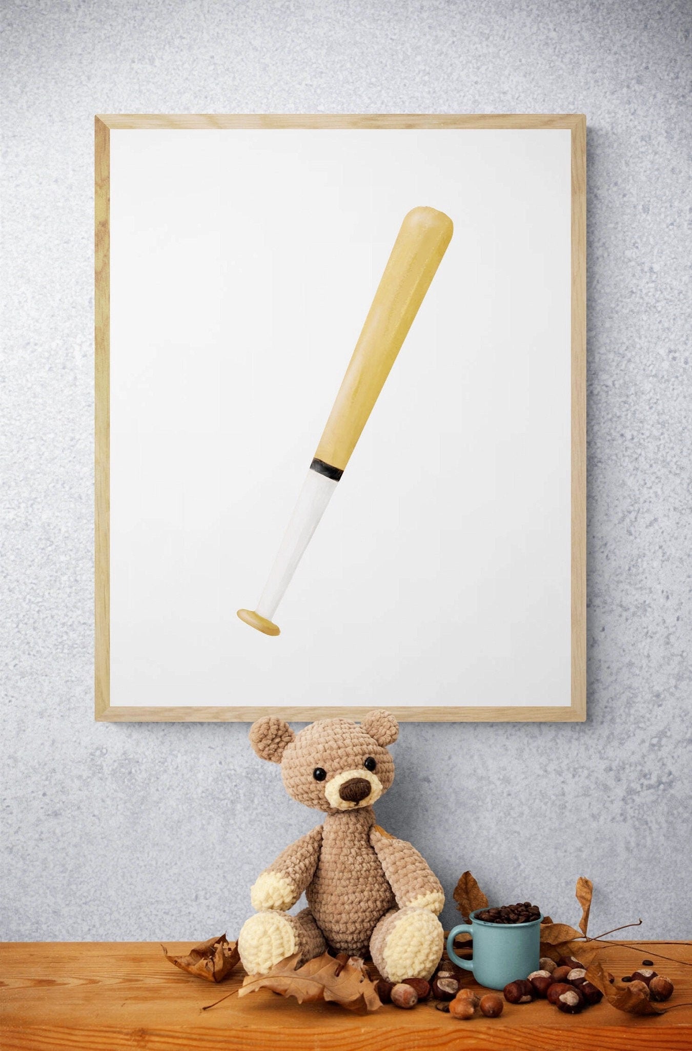 Baseball Bat Print, Sport Painting, Boys Room Wall Art, Girls Room Print, Boys Room Gift, Kids Wall Art, Nursery Decor, Sports Lover Drawing - MerikaArt