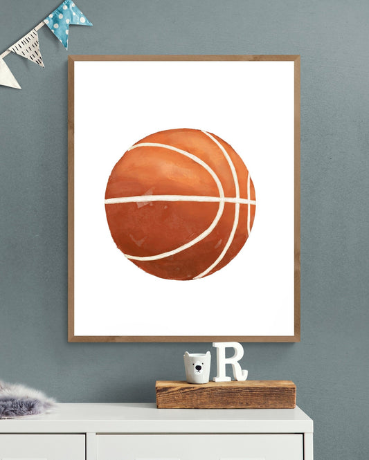 Basketball Print, Sport Painting, Boys Room Wall Art, Girls Room Print, Boys Room Gift, Kids Wall Art, Nursery Decor, Sports Lover Drawing - MerikaArt