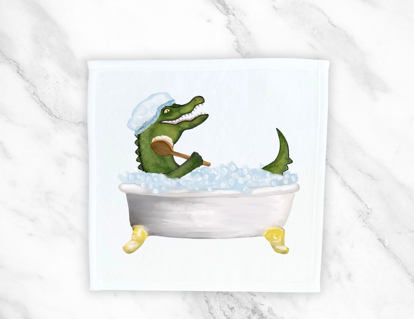 Bath Time Crocodile Washcloth - MerikaArt