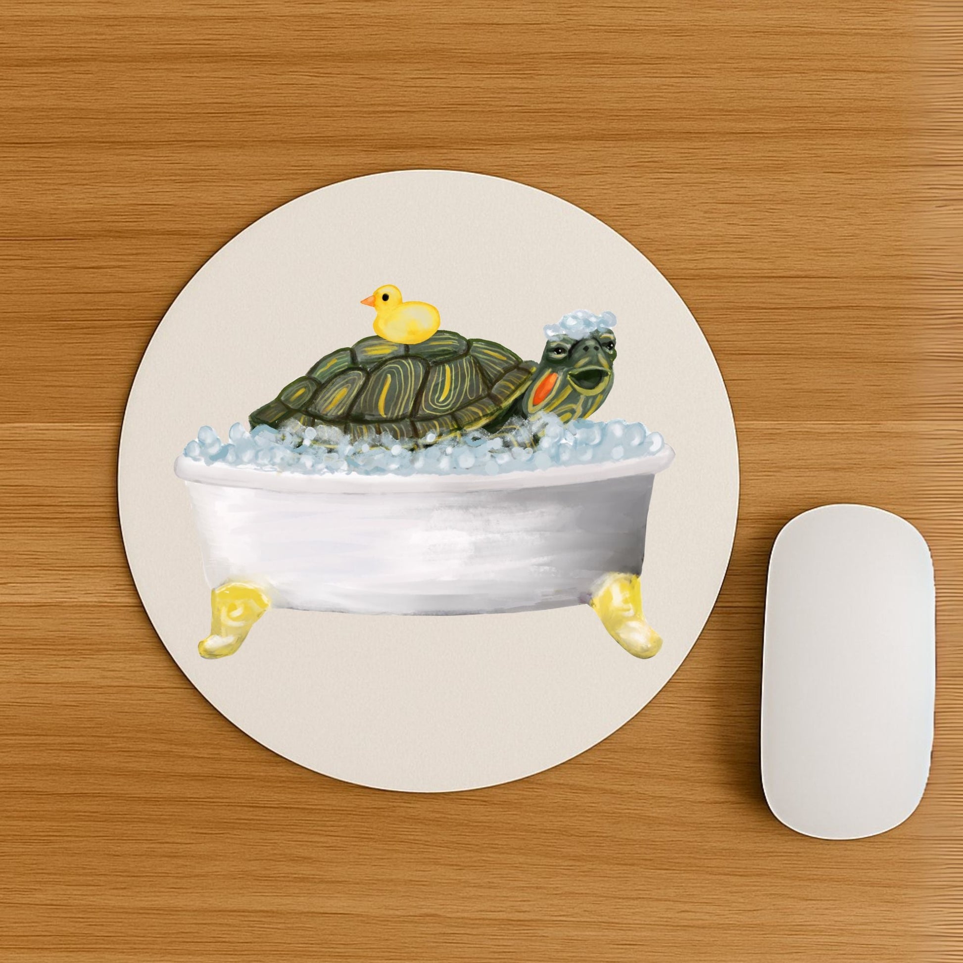 Bath Time Turtle Mousepad - MerikaArt