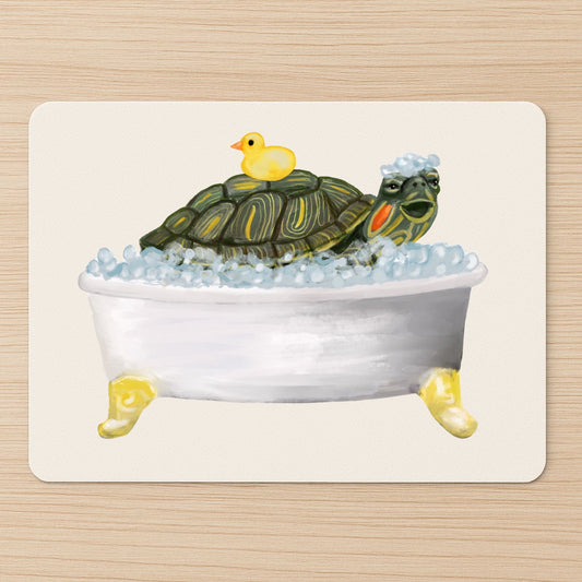 Bath Time Turtle Mousepad - MerikaArt