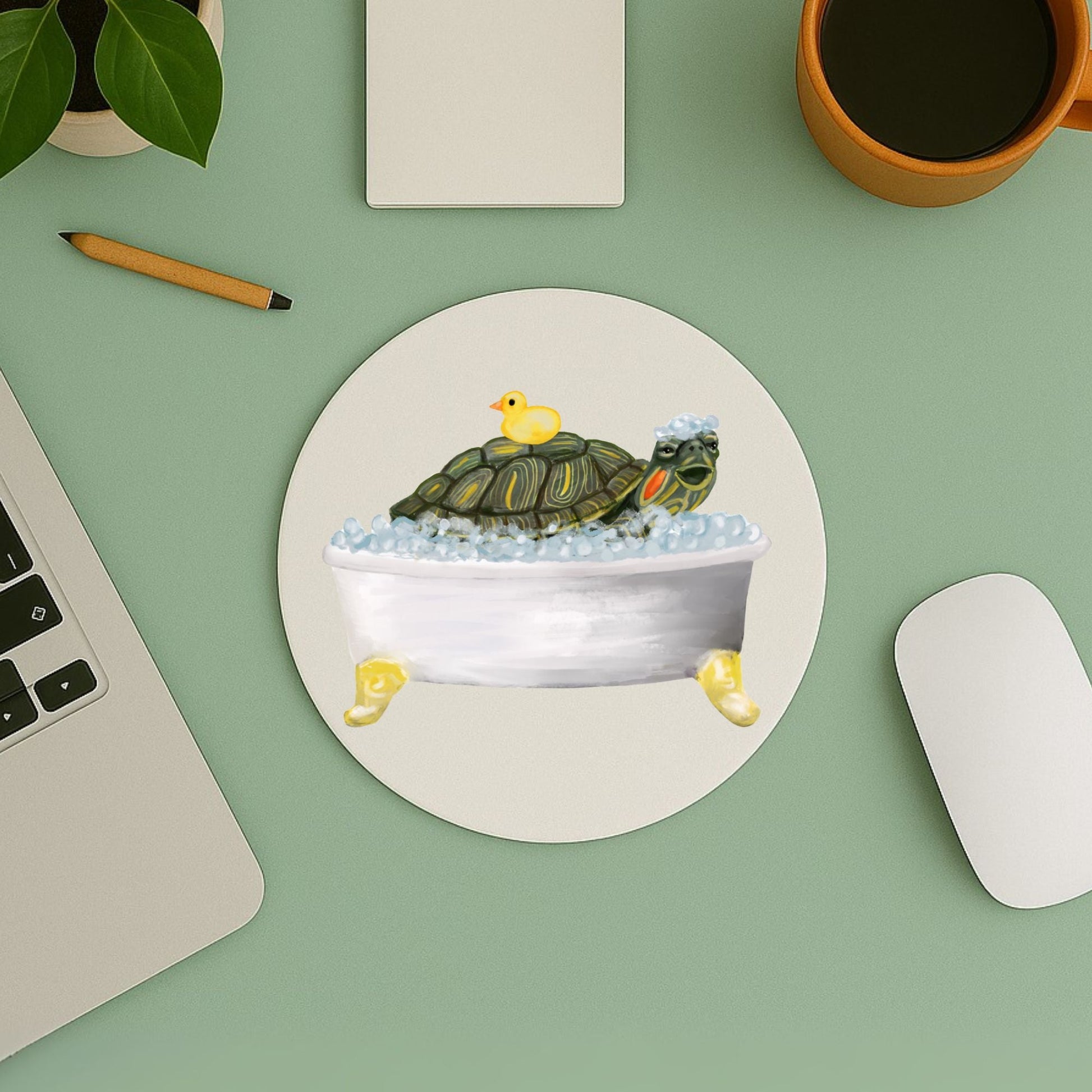 Bath Time Turtle Mousepad - MerikaArt