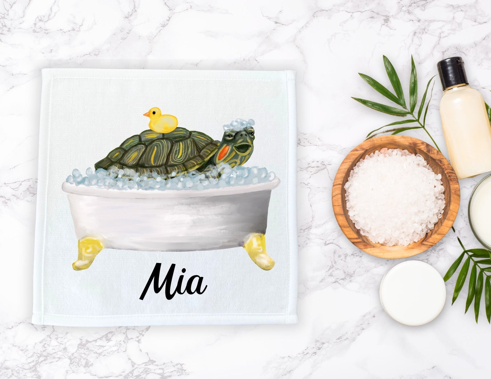 Bath Time Turtle Washcloth - MerikaArt