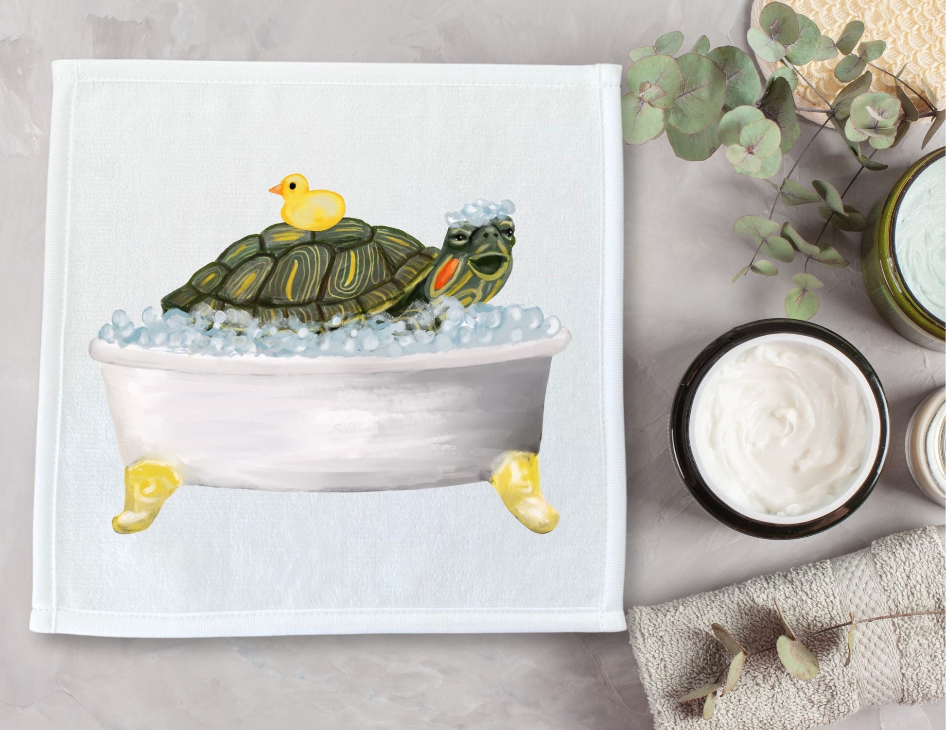 Bath Time Turtle Washcloth - MerikaArt