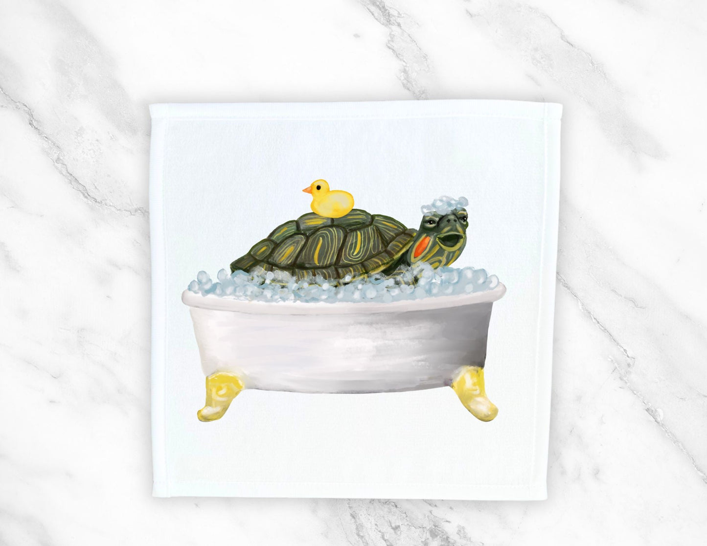 Bath Time Turtle Washcloth - MerikaArt
