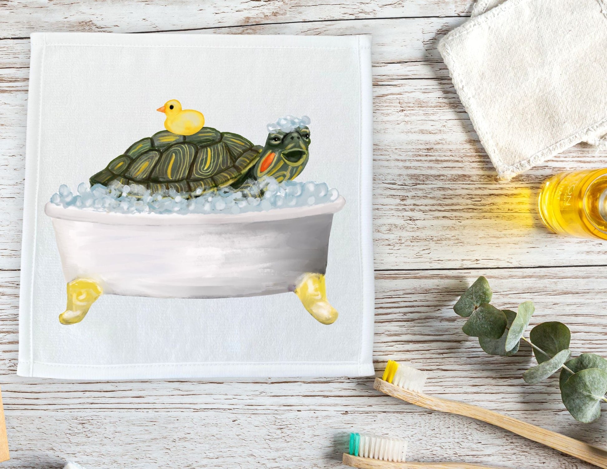 Bath Time Turtle Washcloth - MerikaArt