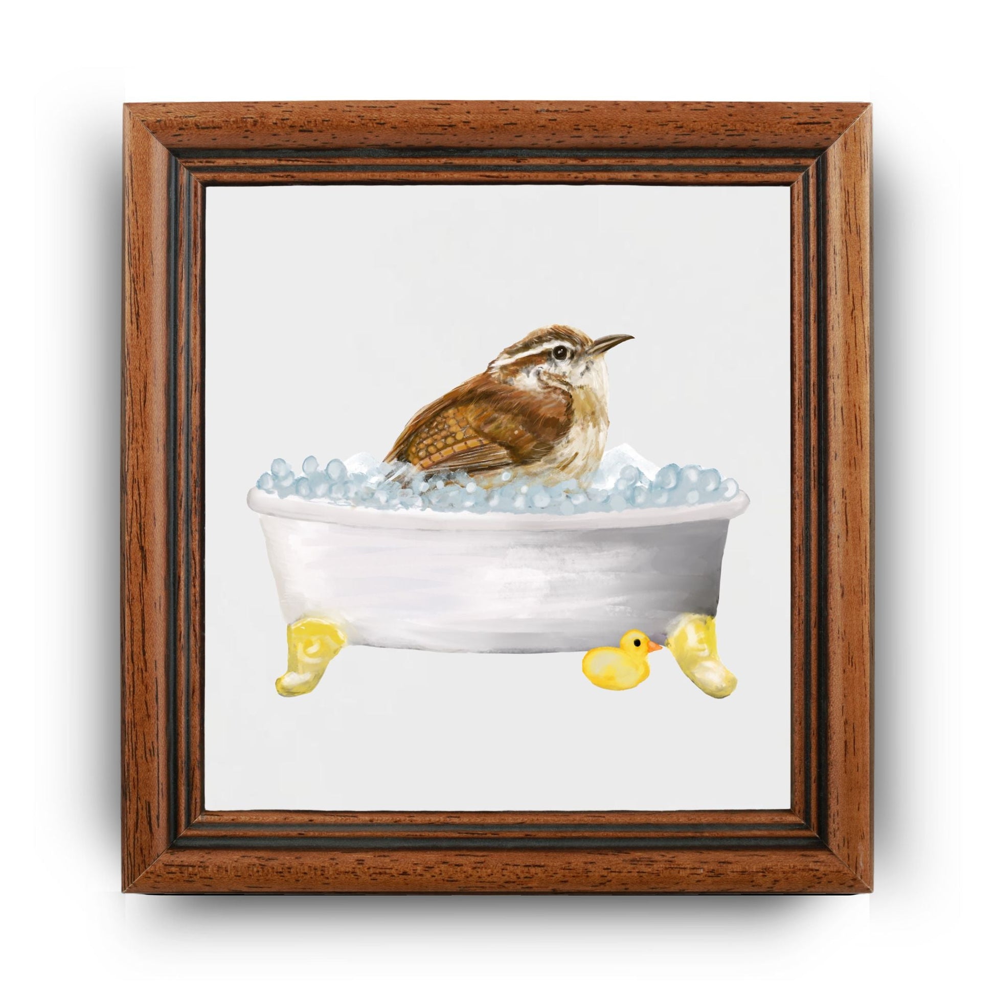 Bathing Carolina Wren Ceramic Tile – Adorable Handcrafted Decor - MerikaArt