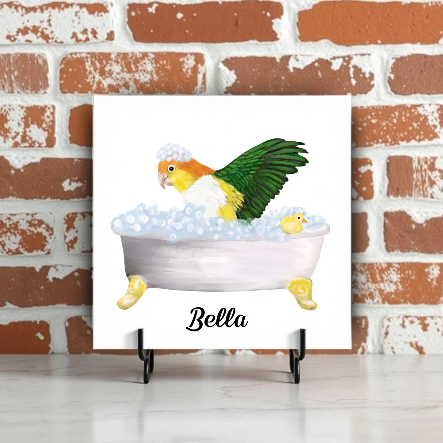 Bathtub Parrot Ceramic Tile – Handcrafted Fun Bird Art - MerikaArt