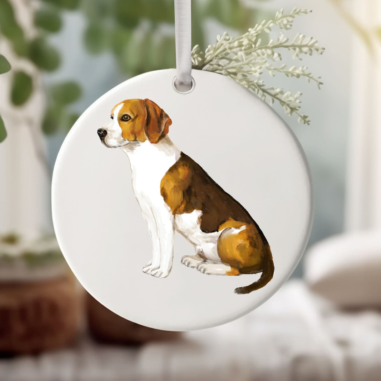 Beagle Ceramic Ornament - MerikaArt