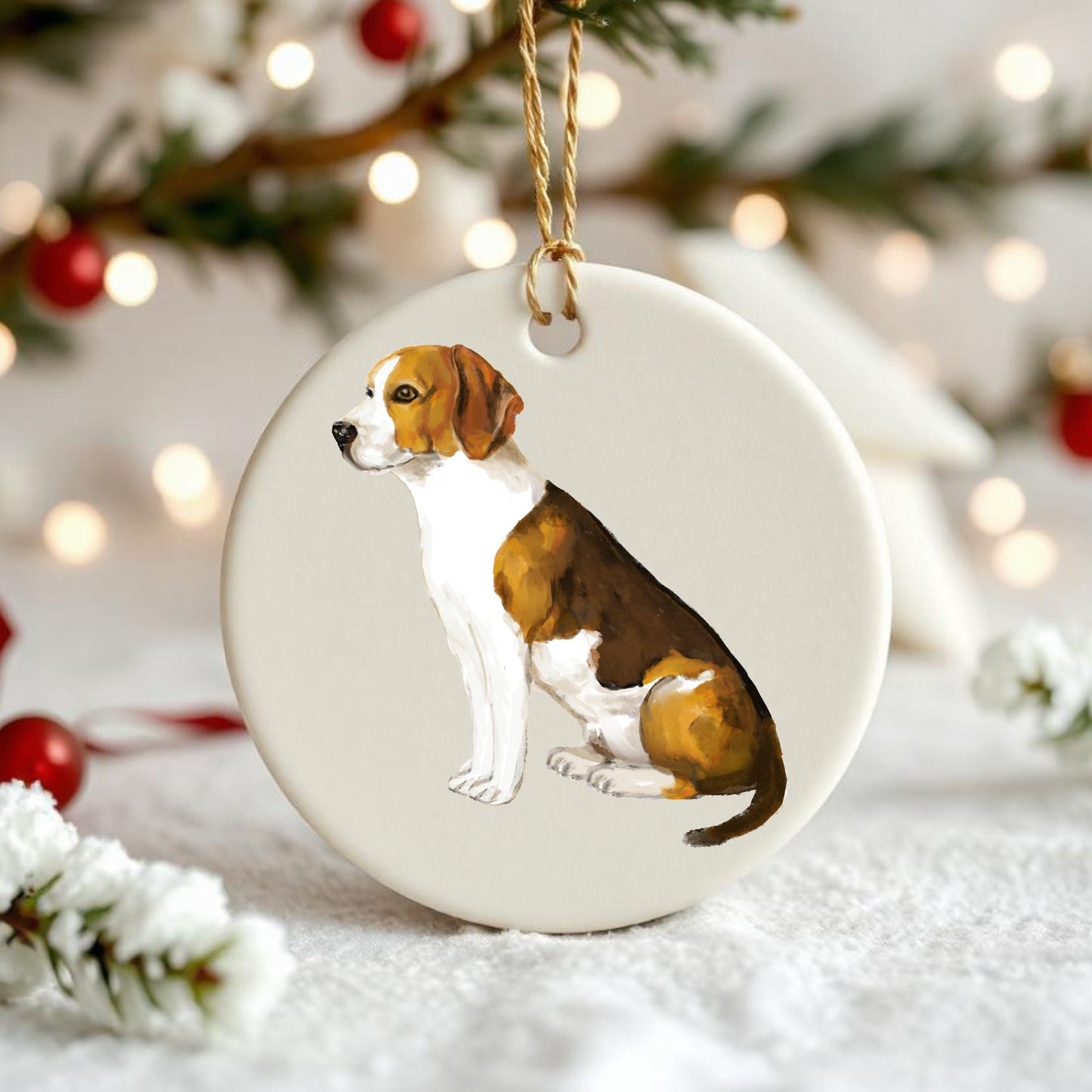 Beagle Ceramic Ornament - MerikaArt
