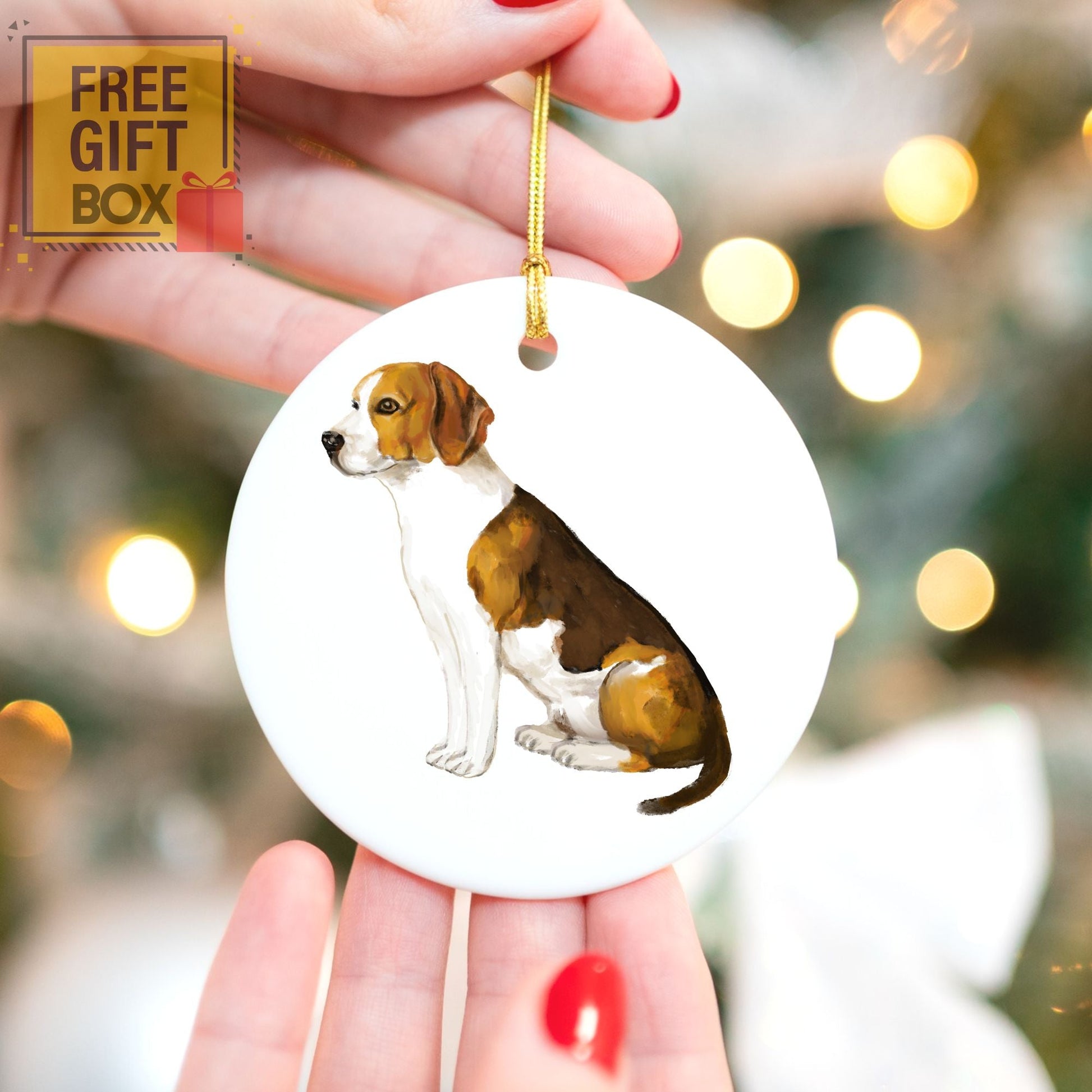 Beagle Ceramic Ornament - MerikaArt