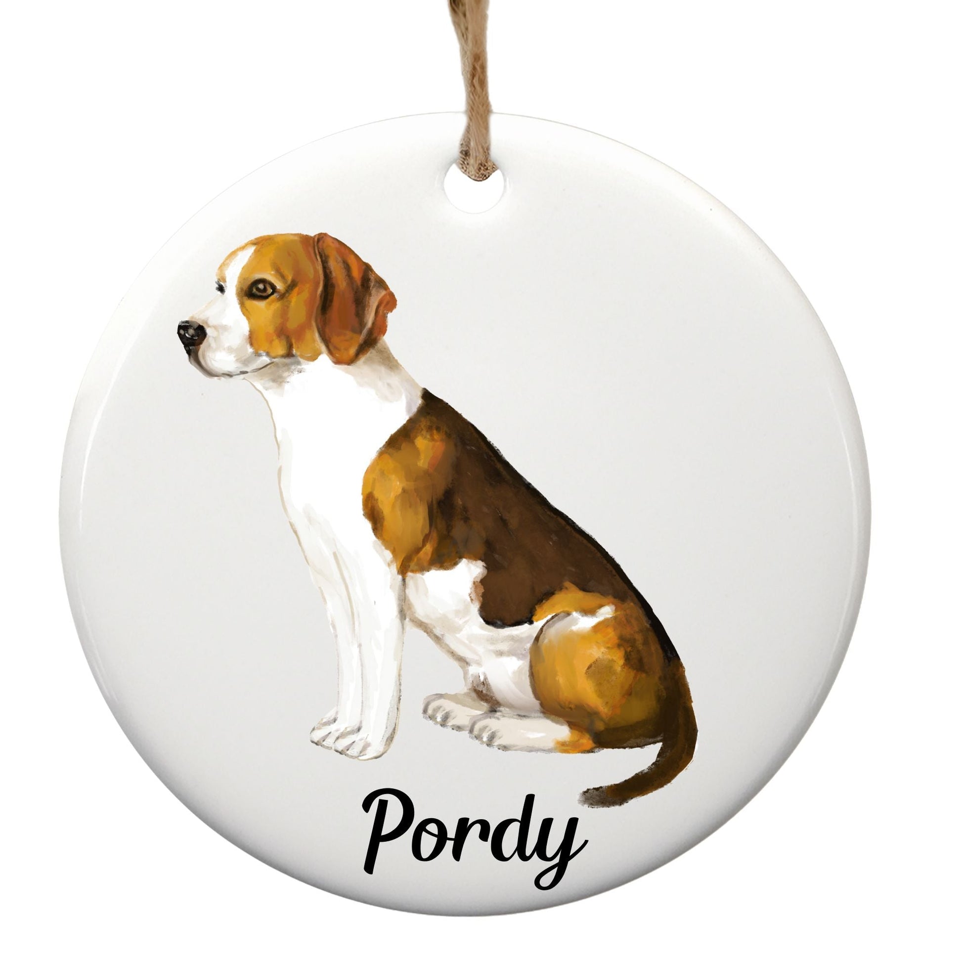 Beagle Ceramic Ornament - MerikaArt