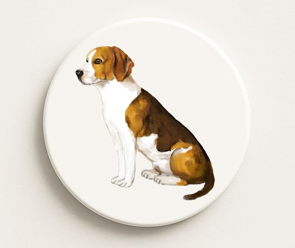 Beagle Dog Ceramic Coaster - MerikaArt