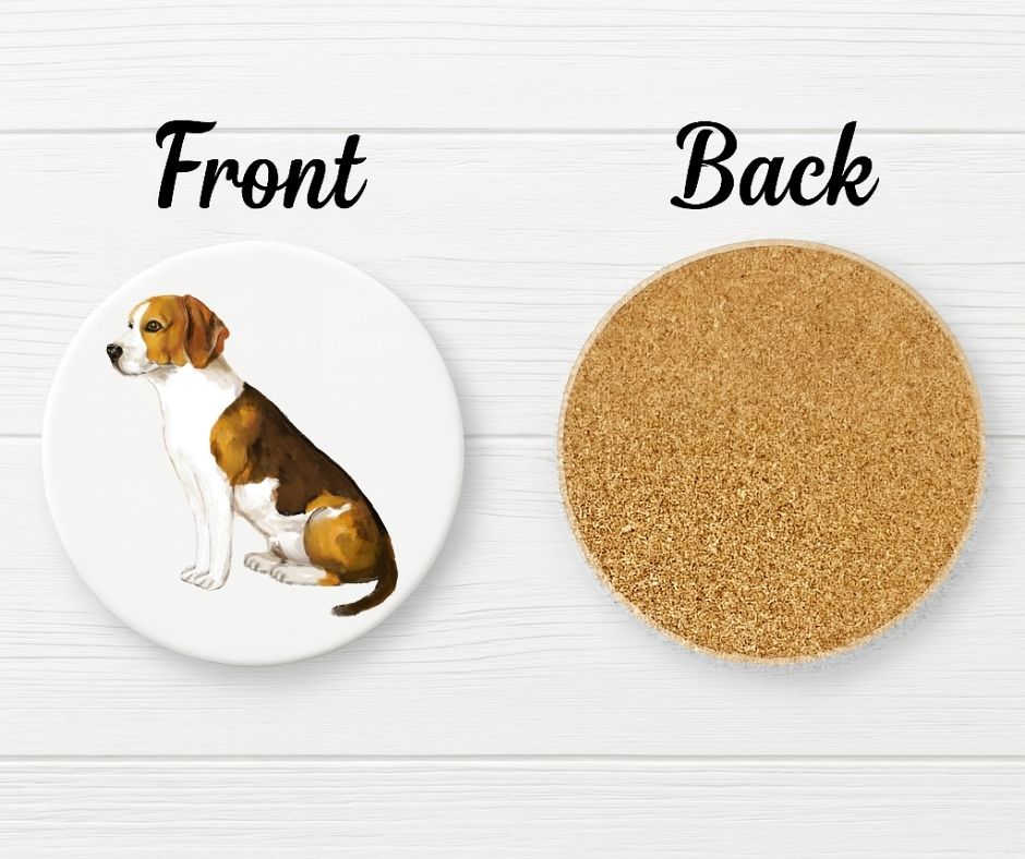 Beagle Dog Ceramic Coaster - MerikaArt