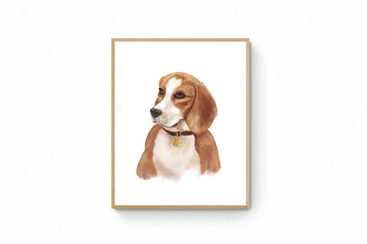 Beagle Dog Portrait Print - MerikaArt