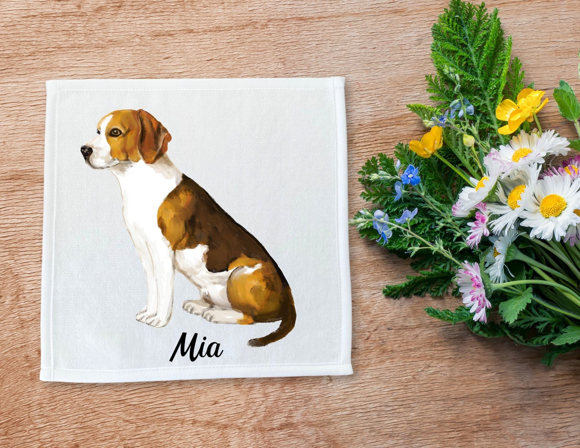 Beagle Dog Washcloth - MerikaArt