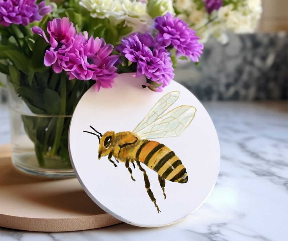 Bee Ceramic Coaster - MerikaArt