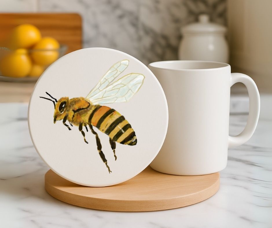 Bee Ceramic Coaster - MerikaArt