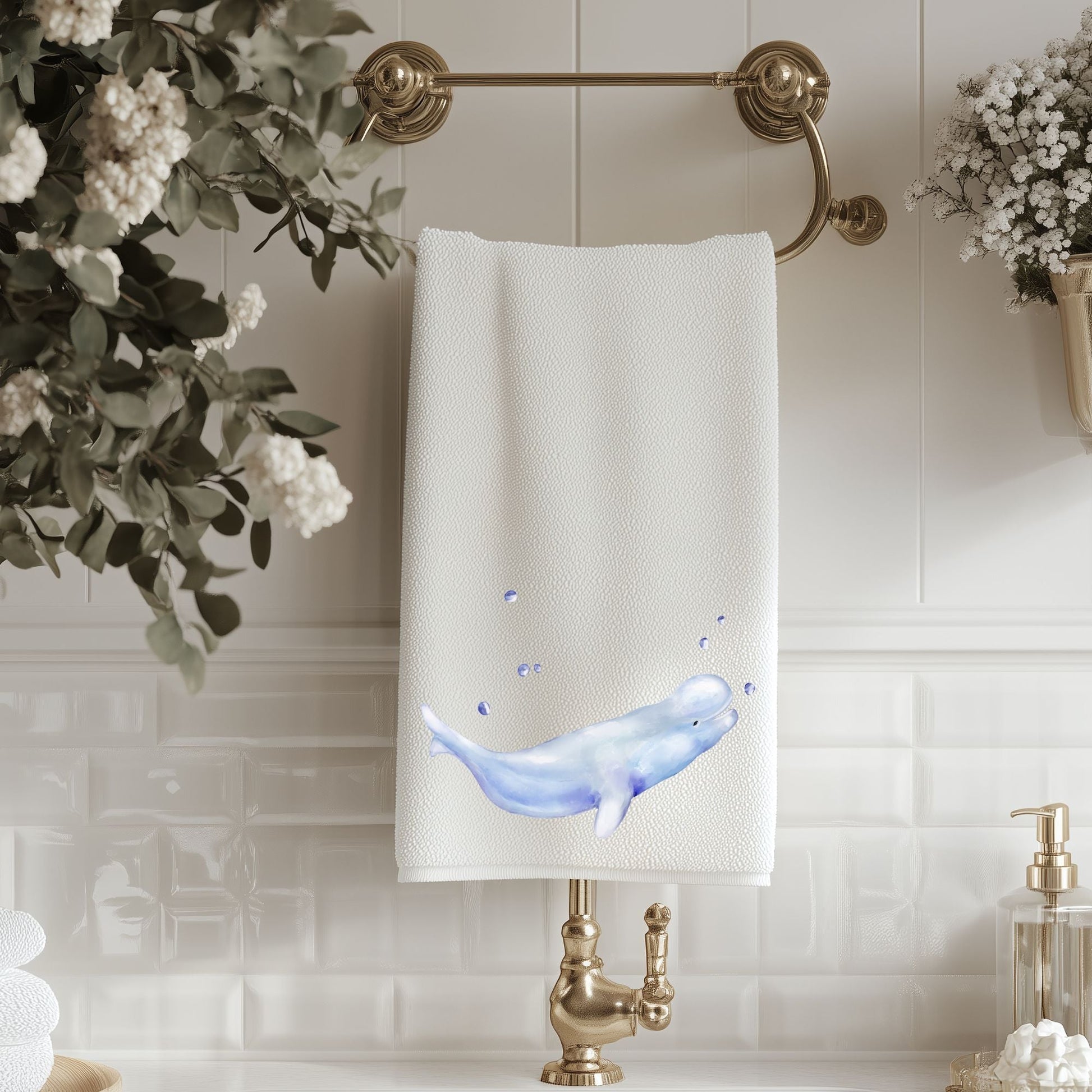 Beluga Whale Bathroom Towel - MerikaArt