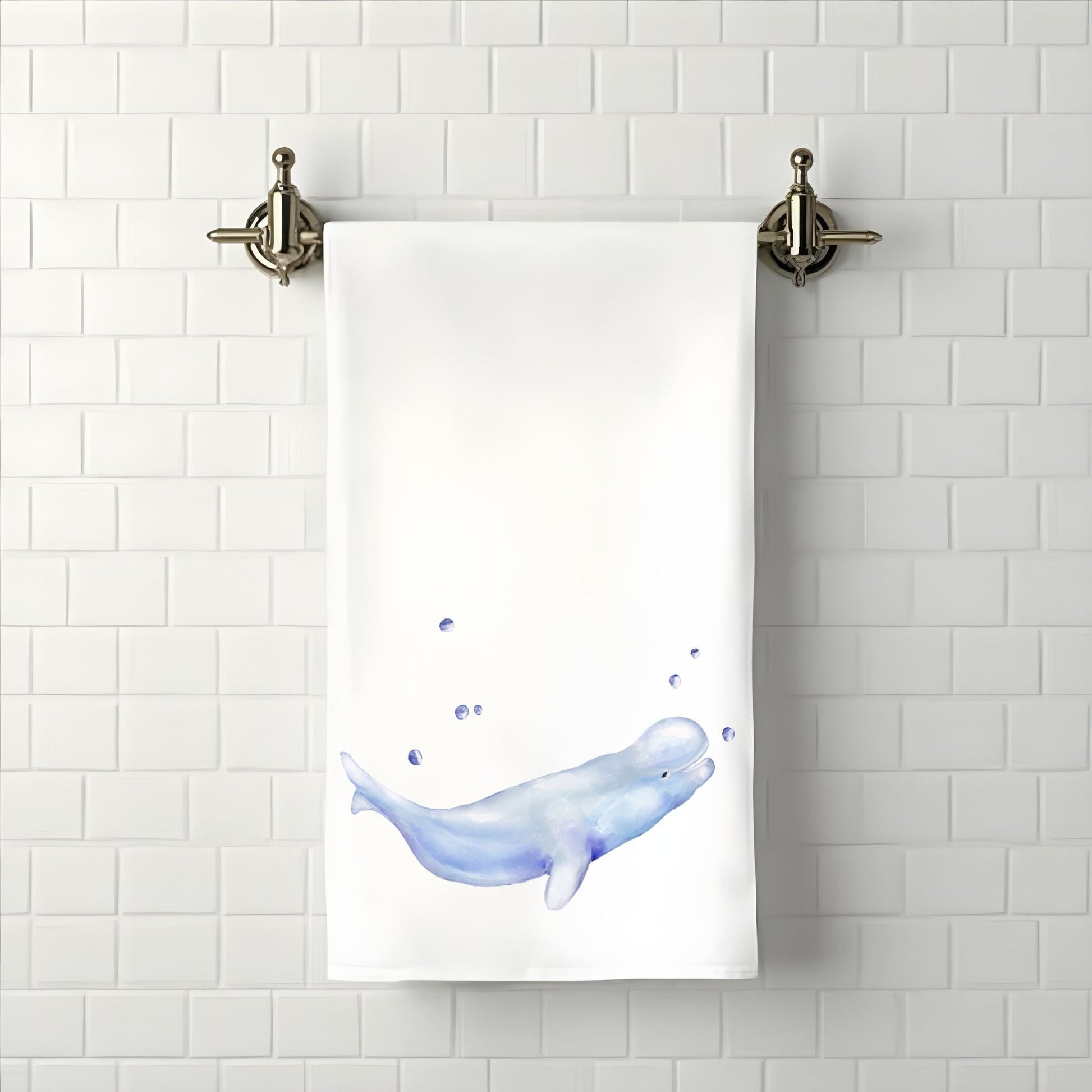 Beluga Whale Bathroom Towel - MerikaArt