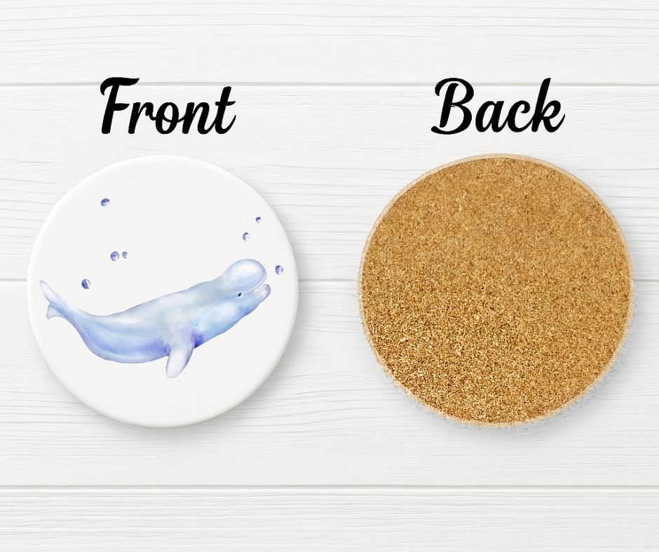 Beluga Whale Ceramic Coaster - MerikaArt