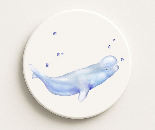 Beluga Whale Ceramic Coaster - MerikaArt