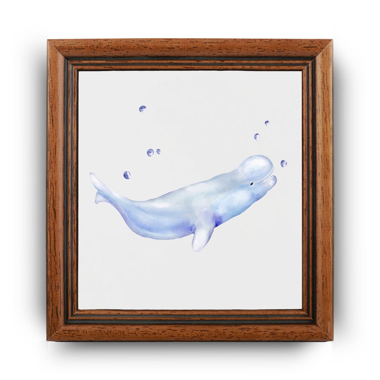 Beluga Whale Ceramic Tile – Handcrafted Marine Decor - MerikaArt