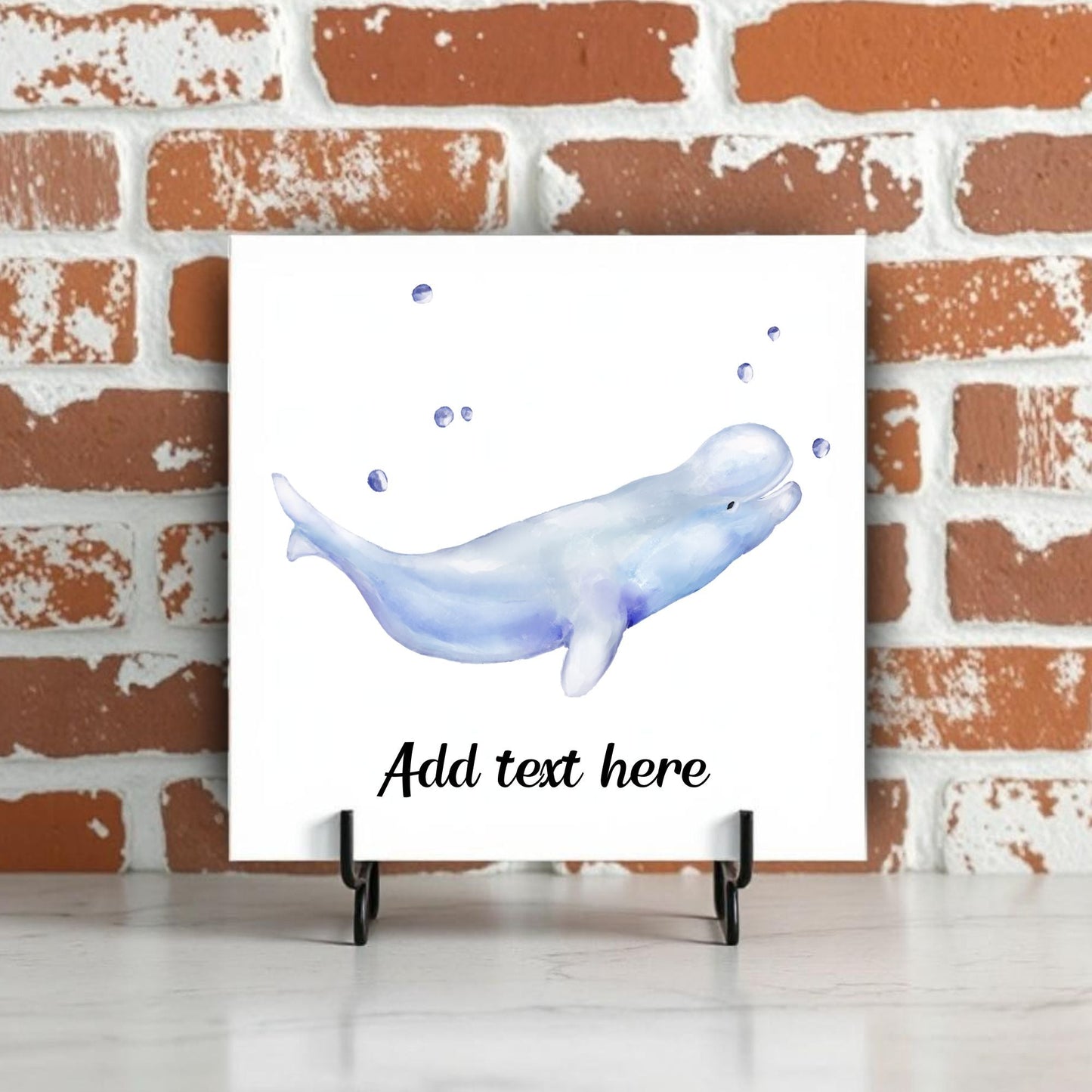 Beluga Whale Ceramic Tile – Handcrafted Marine Decor - MerikaArt