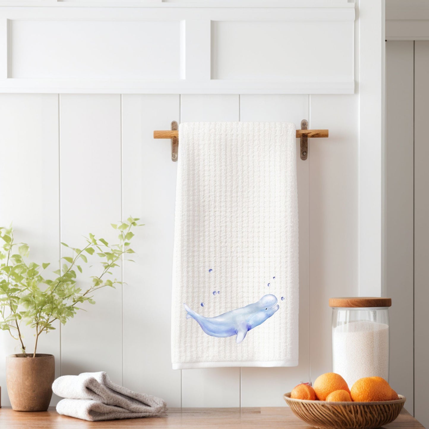 Beluga Whale Kitchen Towel - MerikaArt
