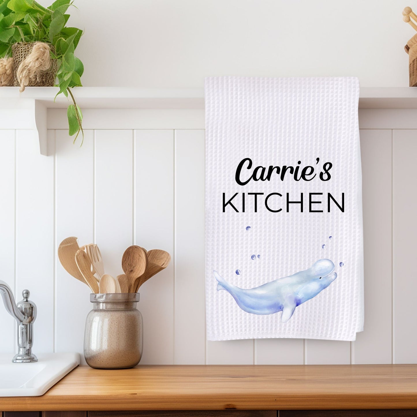 Beluga Whale Kitchen Towel - MerikaArt