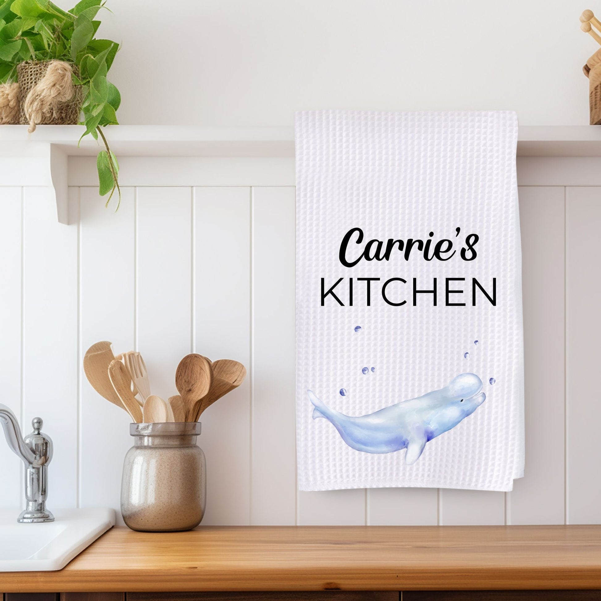 Beluga Whale Kitchen Towel - MerikaArt