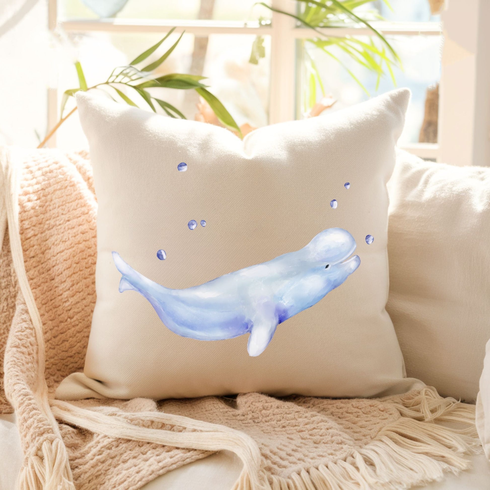 Beluga Whale Pillow - MerikaArt