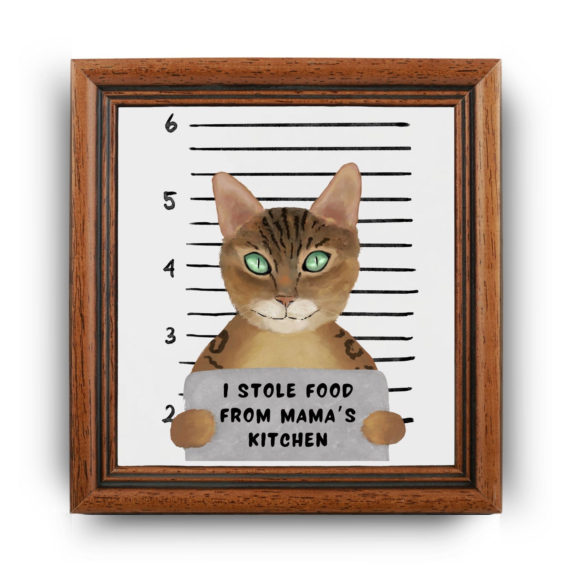 Bengal Cat Mugshot Ceramic Tile - MerikaArt