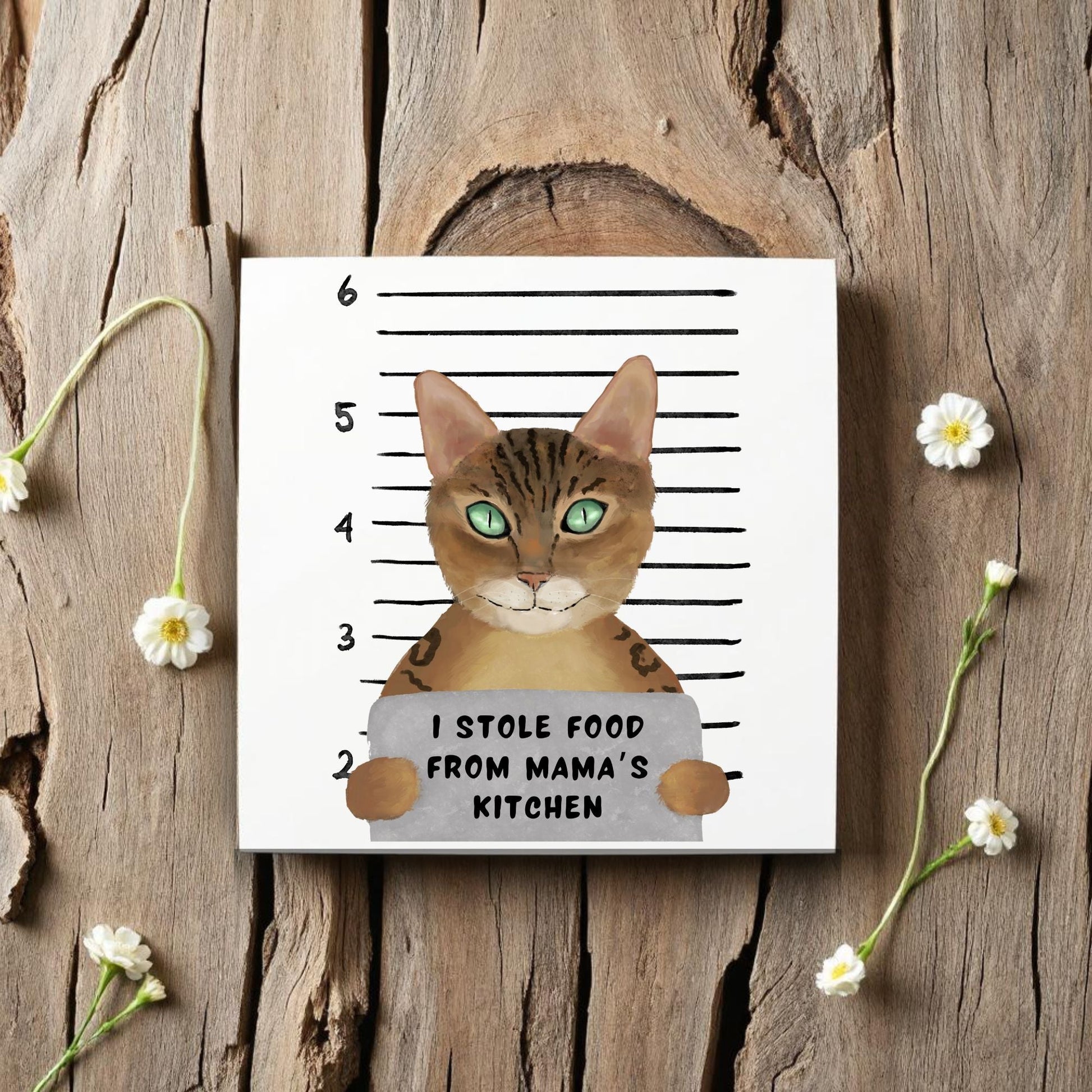 Bengal Cat Mugshot Ceramic Tile - MerikaArt