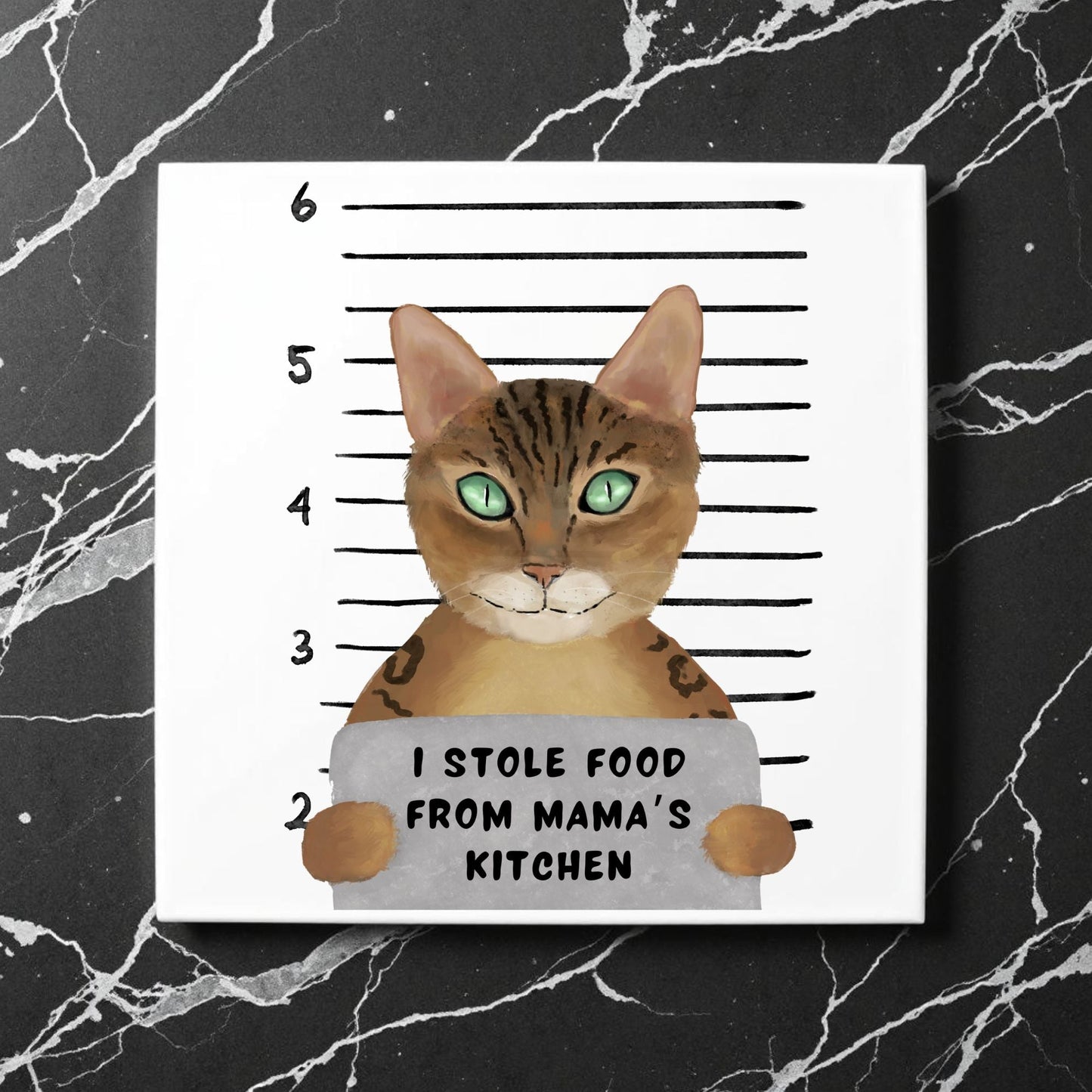 Bengal Cat Mugshot Ceramic Tile - MerikaArt
