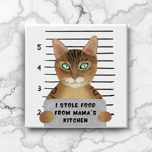 Bengal Cat Mugshot Ceramic Tile - MerikaArt