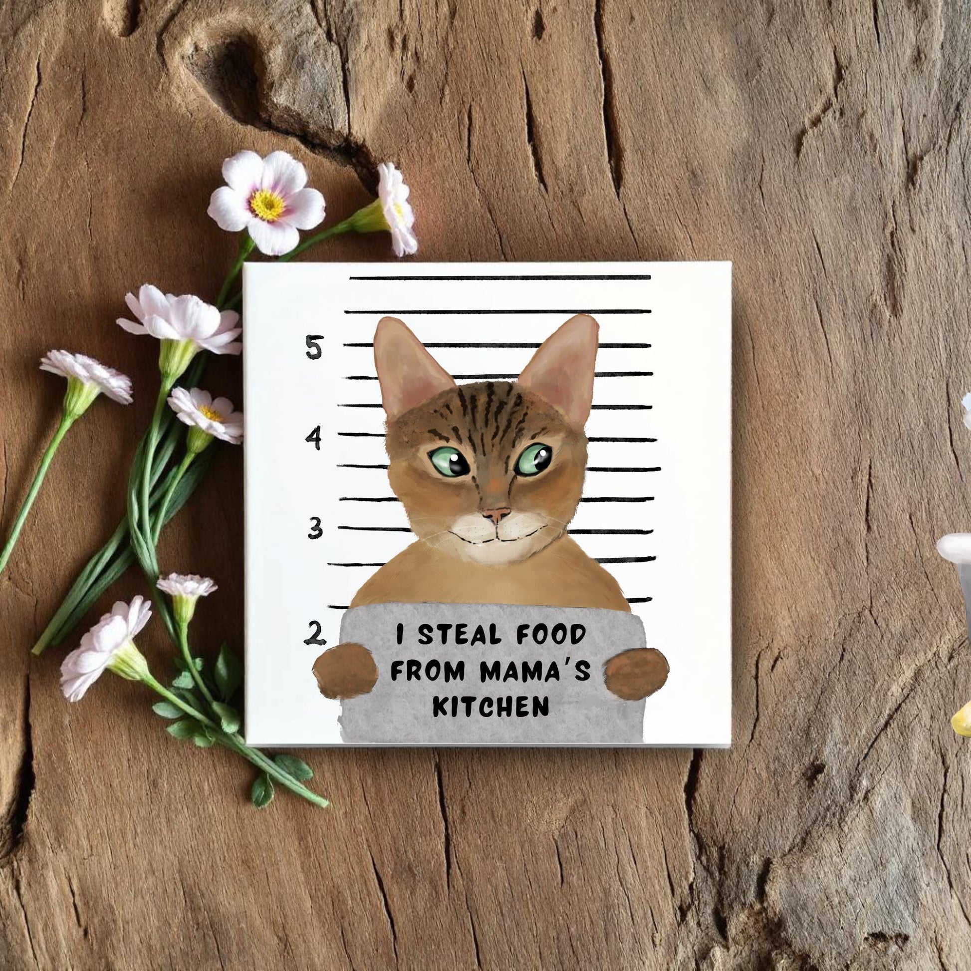 Bengal Cat Mugshot Ceramic Tile - MerikaArt