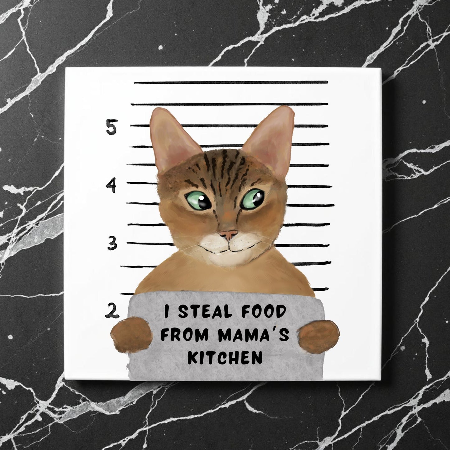 Bengal Cat Mugshot Ceramic Tile - MerikaArt