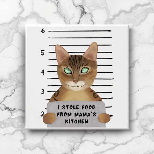 Bengal Cat Mugshot Ceramic Tile - MerikaArt
