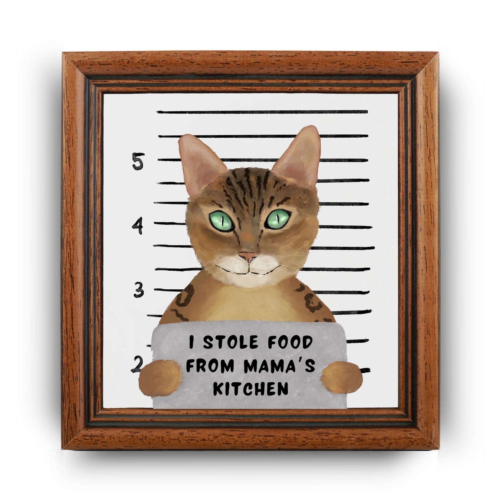 Bengal Cat Mugshot Ceramic Tile - MerikaArt
