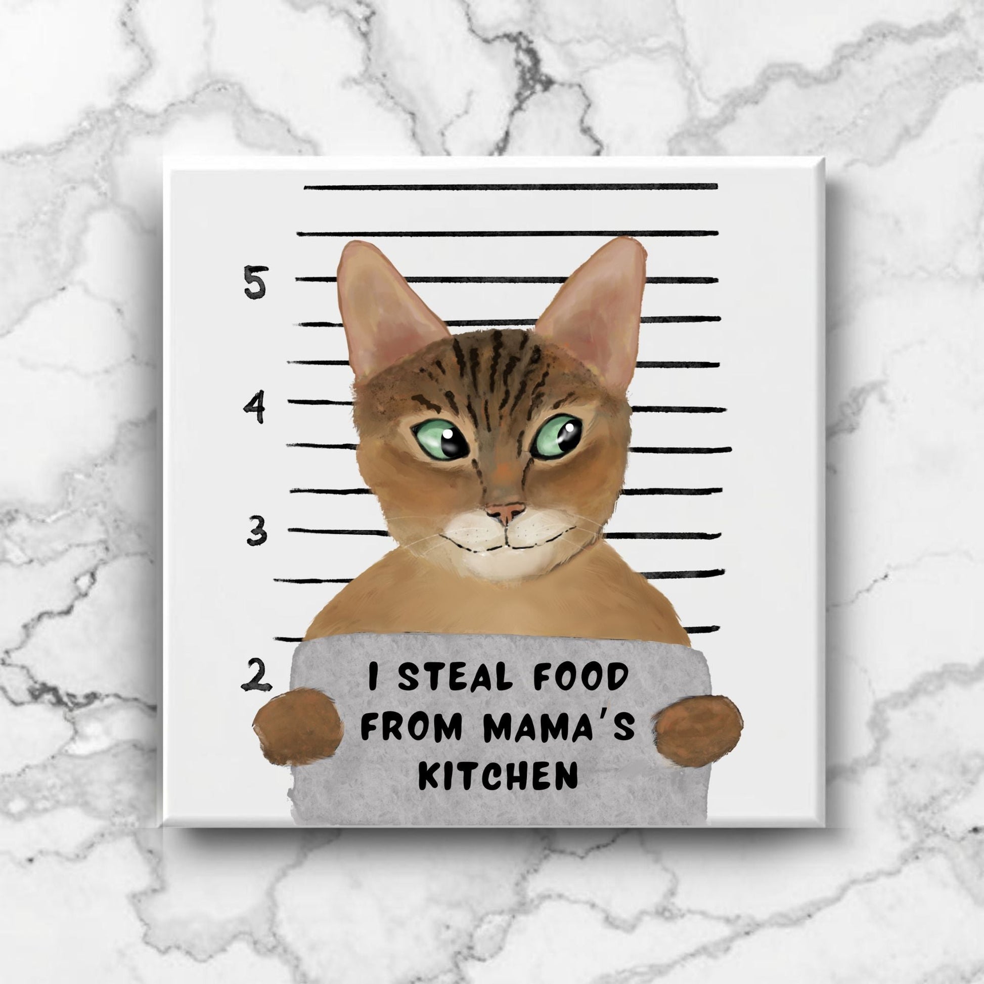 Bengal Cat Mugshot Ceramic Tile - MerikaArt