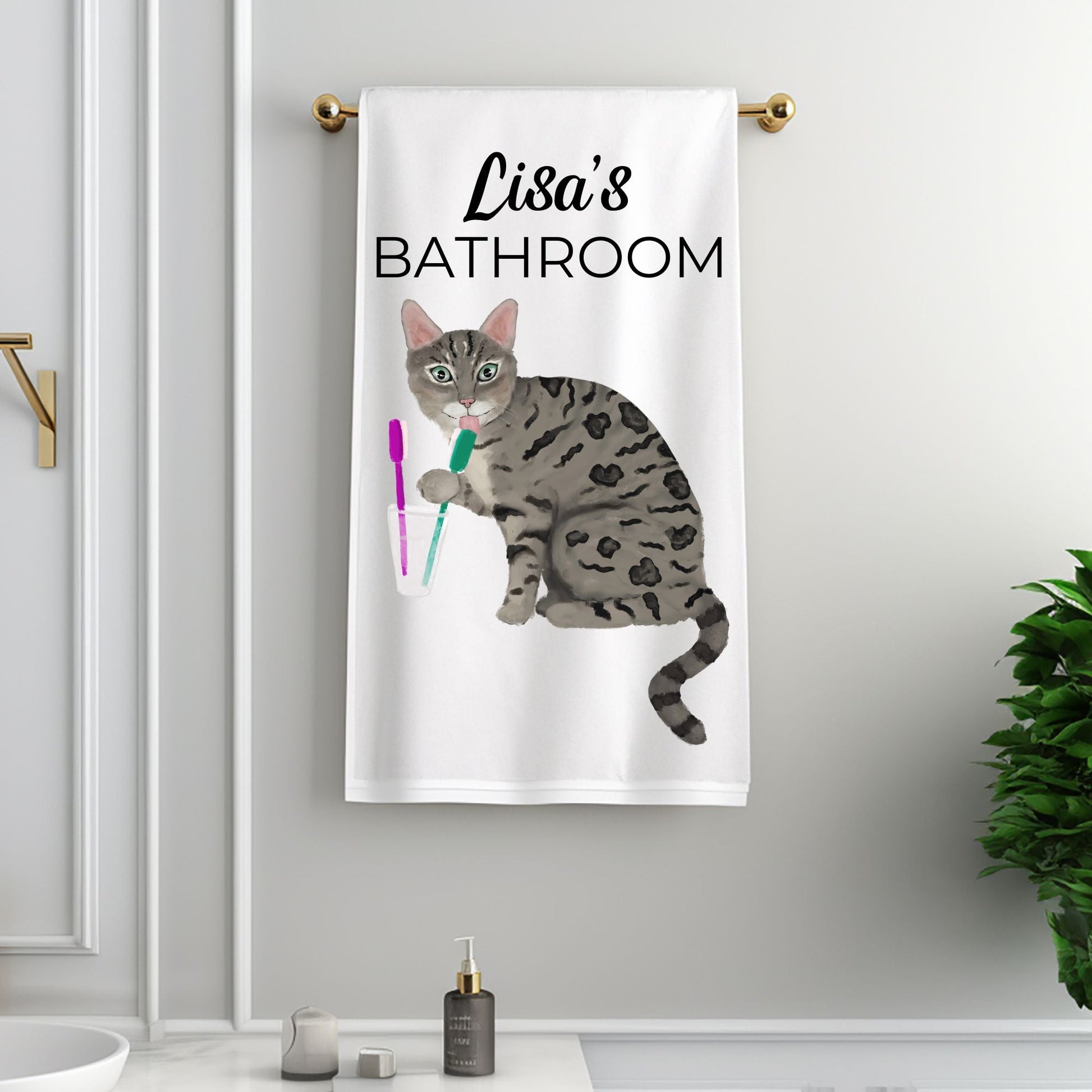 Bengal Cat Toothbrush Bathroom Towel - MerikaArt