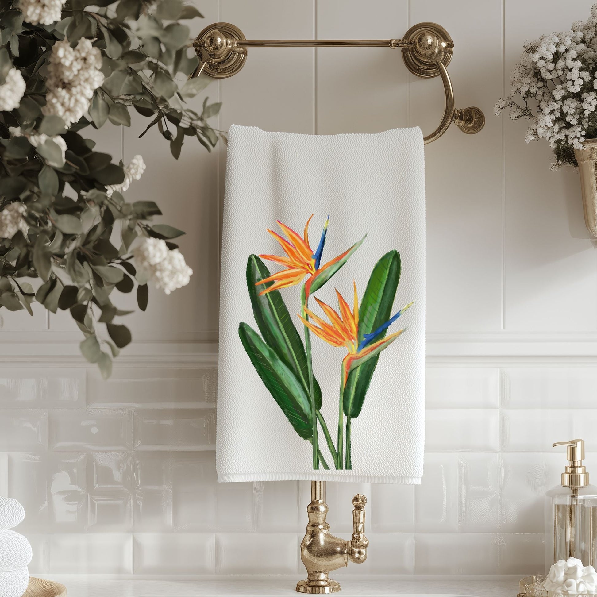 Bird of Paradise Bathroom Towel - MerikaArt