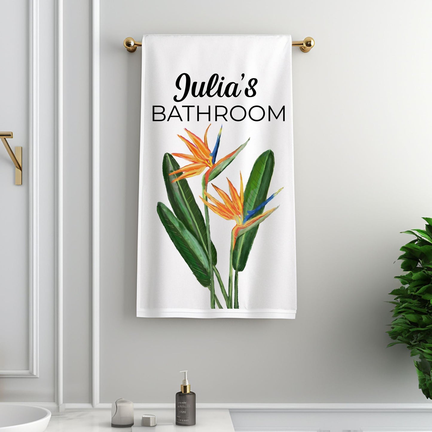 Bird of Paradise Bathroom Towel - MerikaArt