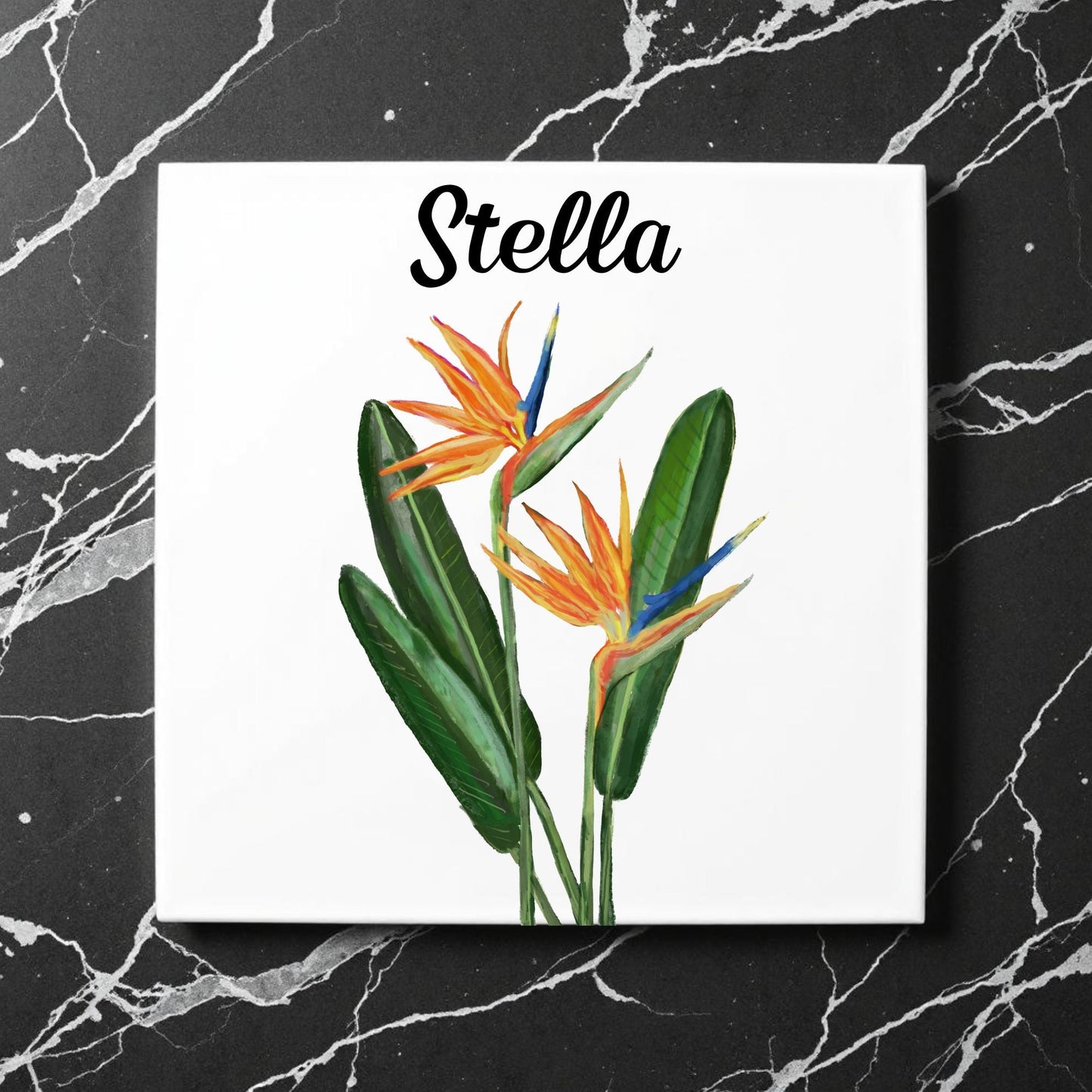 Bird of Paradise Flower Ceramic Tile - MerikaArt