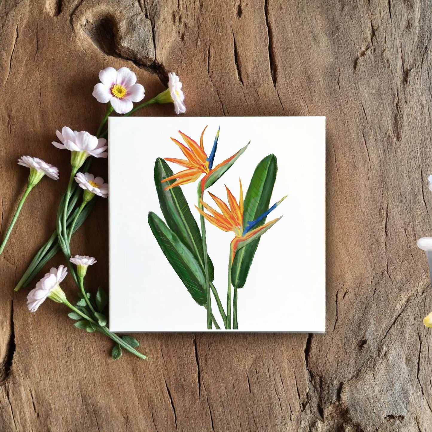 Bird of Paradise Flower Ceramic Tile - MerikaArt
